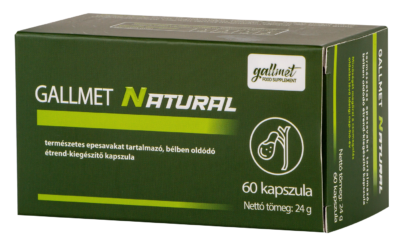 GALLMET-Natural/60 db természetes epesavakat tartalmazó, bélben oldódó étrend-kiegészítő kapszula, az emésztés és az epeműködés támogatására - Változatlan összetétel új csomagolásban