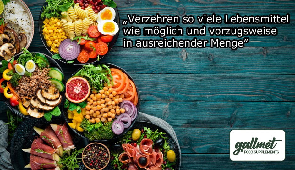 Eine ausgewogene Ernährung bedeutet, alle wichtigen Nahrungsmittel zu essen.