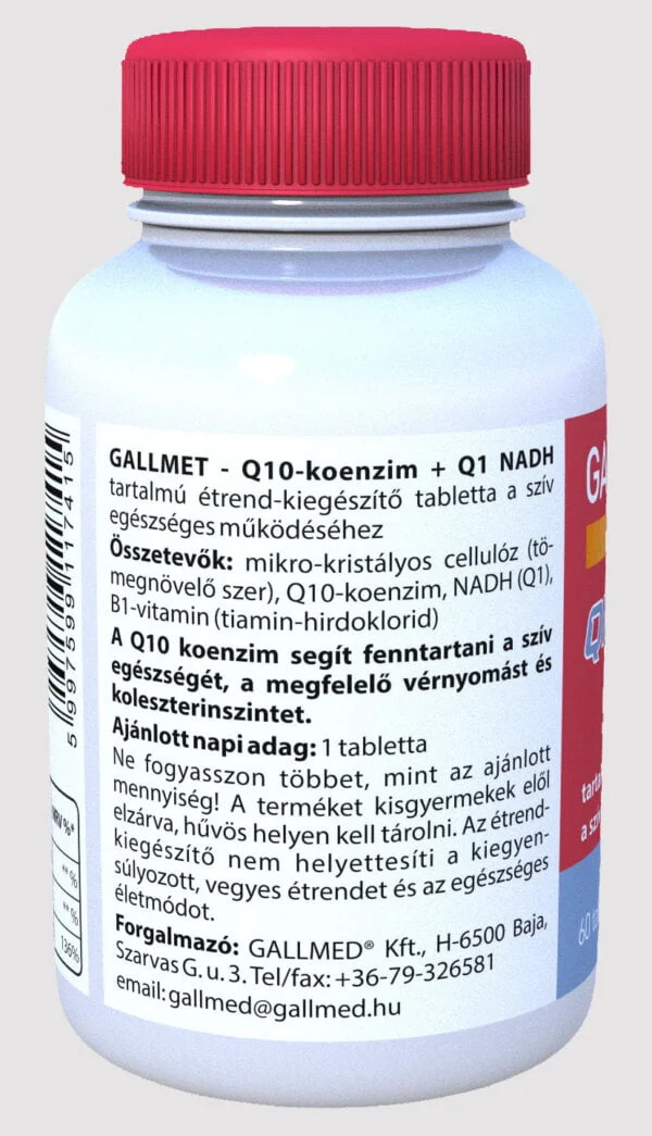 GALLMET - Coenzyme Q10 + Q1 NADH 60 food supplement tablets for a healthy heart